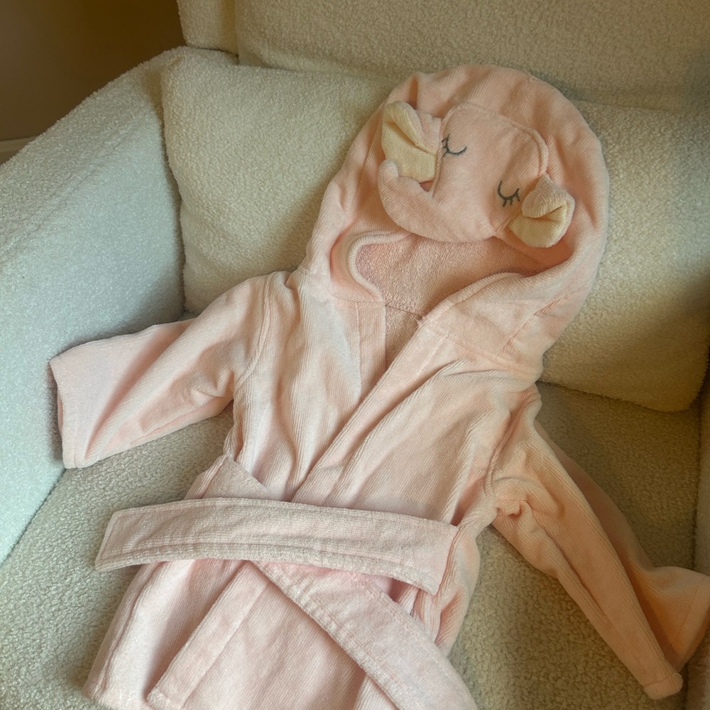 Pink Hooded Baby Robe with Elephant Ears